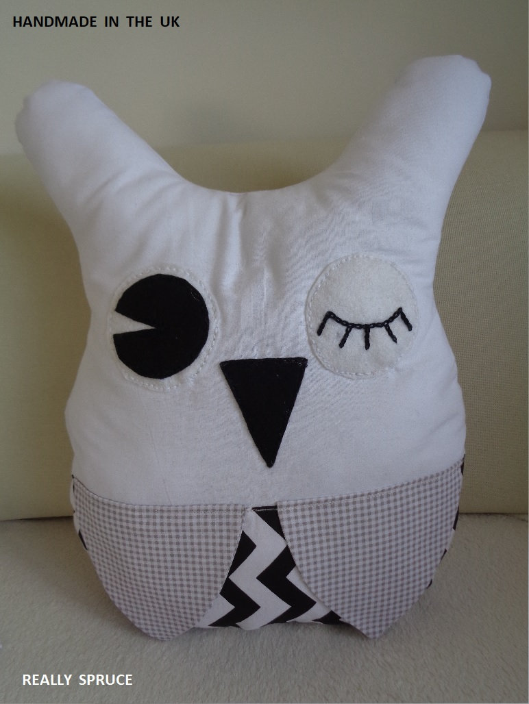 OWL pillow nursery , cushion OWL black and white,  handmade  kids pillow, animals pillow,gift for ki