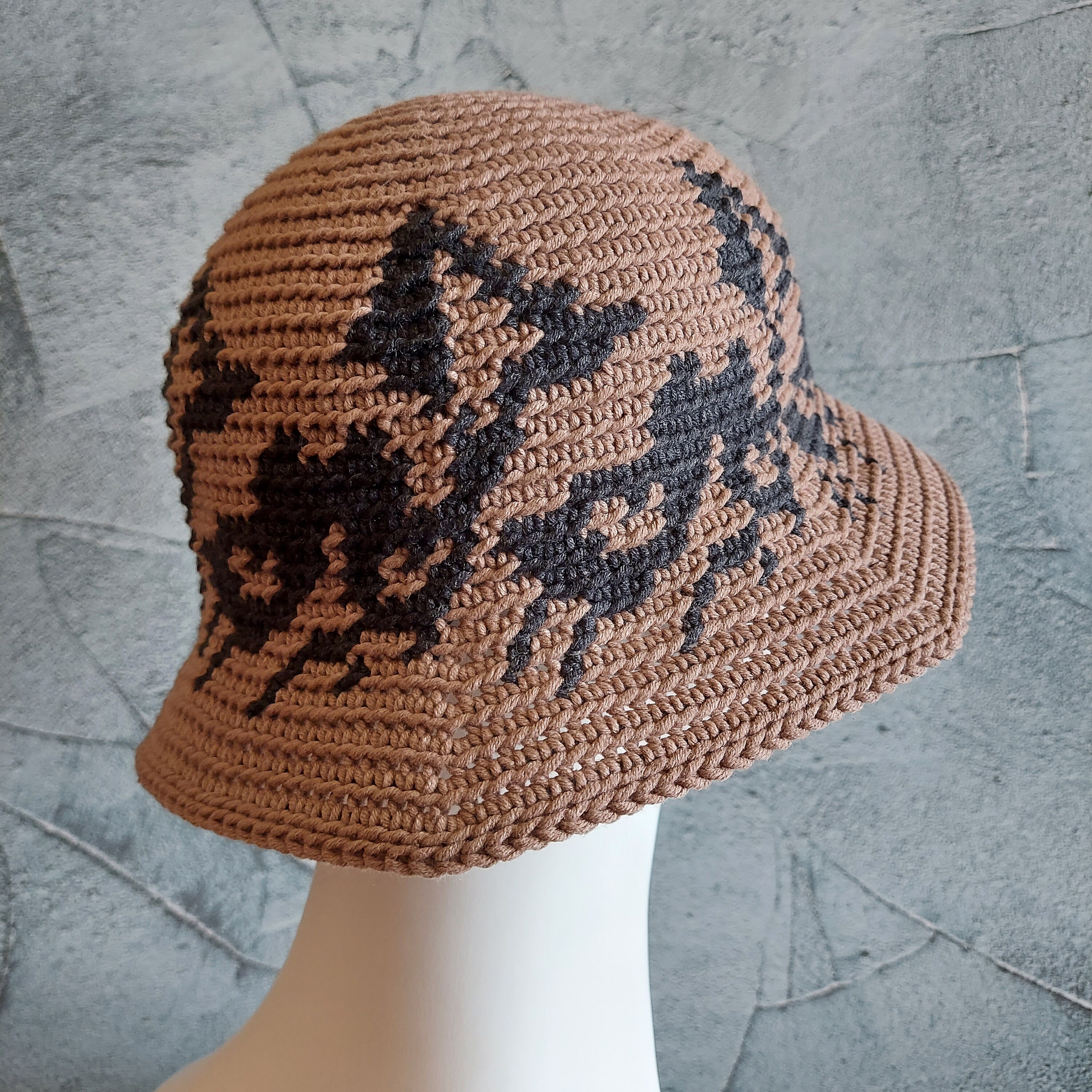 Cat Tapestry Bucket Hat Cat-Themed Reversible Bucket Hat | Black Cat Damask - Triple  main image 4