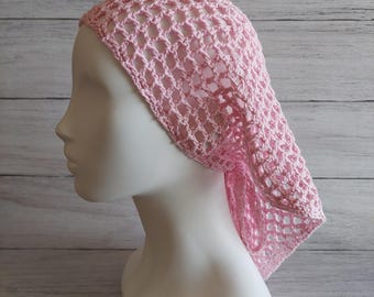 FILET CROCHET PATTERN: Mesh Lace Hair Covering Head Kerchief Scarf