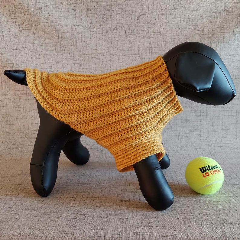 Basic unisex sweater crochet pattern for small pet: male and female cat, puppy, dog.