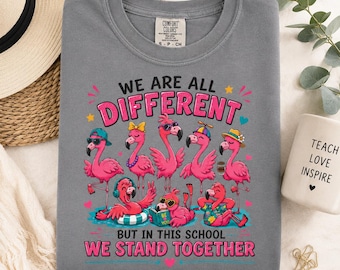 Wir sind alle unterschiedlich Tier T-shirt | Schule Einheit Alle stehen zusammen Shirt, Lehrer Shirt, Tier Klassenzimmer Tshirt, Freundlichkeit Grafik Tee