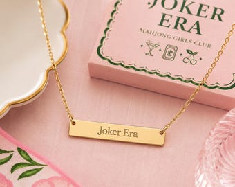 Mahjong Necklace for Women | Joker Era Necklace | Mahjong Bestie Gift | Gold Bar Necklace | Mahjong Player Jewelry | Mahjong Girls Club