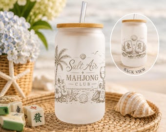 Mahjong Gift for Women | Coastal Grandma Mahjong Glass Cup | Mahjong Player Gift | Beach House Host Gift | Girls Trip Gift | Retirement Gift