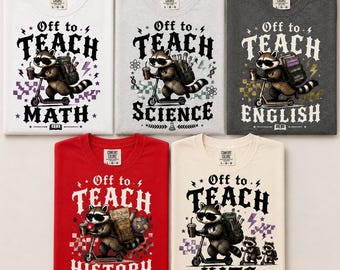 OFF TO TEACH Team Teacher Shirt Collection | Funny Teacher Shirts | Subject Team Teacher Tees | Math, Science, English, History Team Shirts
