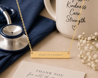 Nurse Engraved Necklace for School Nurse I Einzigartiges Geschenk für Pflegeakademiker, Pflegeschüler I Feminine Goldkette für medizinisches Personal