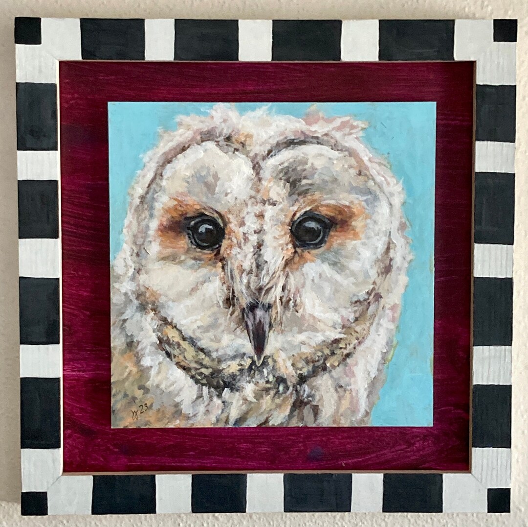 Original BARRED OWL Painting / Framed Animal Portrait - Etsy