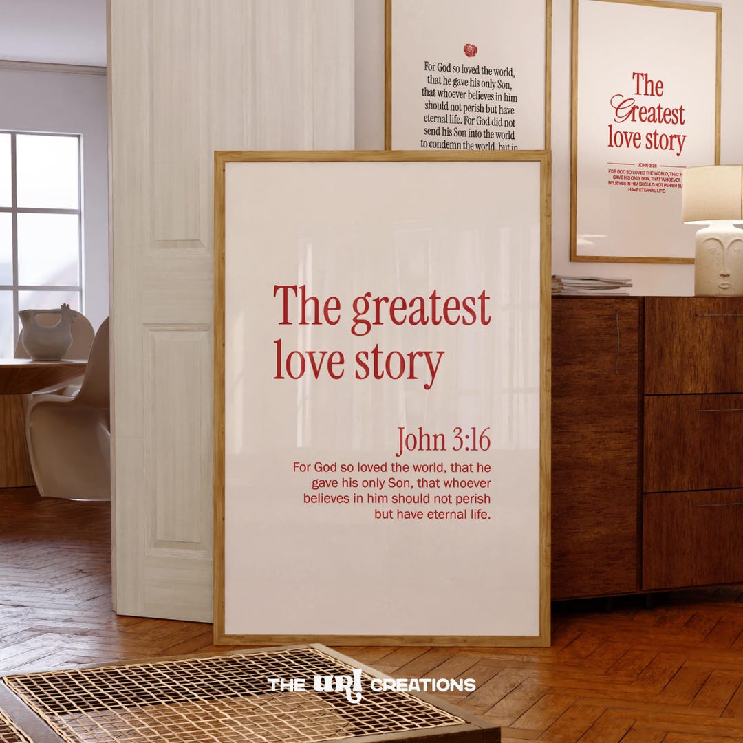 Aesthetic Christian Wall Art Red, Minimalist Bible Verse Poster ...