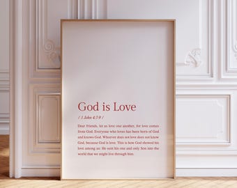 God is Love Print: Minimalist Christian Wall Art (Digital Download)
