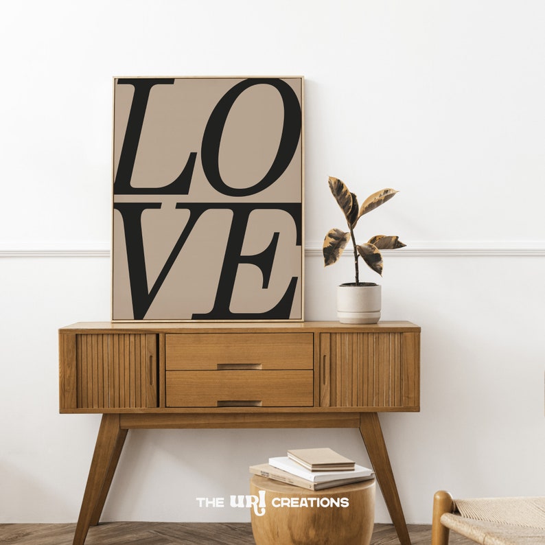 This LOVE quote Christian Wall Art is a minimalist printable poster with LOVE word in black and on beige background, prefect as a boho decor, farmhouse decor or a decor that will bring warmth to any spaces.