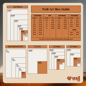 This photo show the different ratios and sizes of the Printable Wall Art
2x3, ISO, A4, A3, A2, A1,3x4,4x5, 11x14