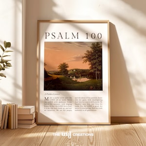Psalm 100 Bibel Vers Wand Kunst Druck, Herbst Christliche Wandkunst, Vintage Landschaftsdrucke, KJV Schrift Poster, Thanksgiving Wohnkultur Geschenk