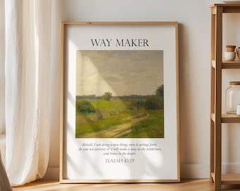 Vintage Christian Wall Art: Way Maker Landscape Print (Digital Download)