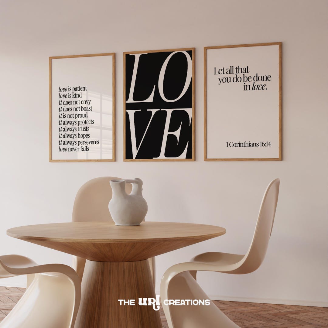 Black White Christian Wall Art Set of 3 Printable Bible Verse Poster ...