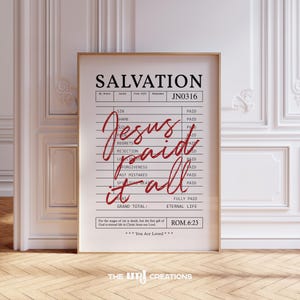 Jesus Paid It All Print, Modern Christian Wall Art, Retro Bible Verse Prints, Trendy Scripture Wall Art, Guest Check Poster, Y2k Room Decor