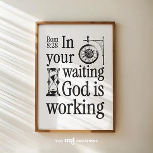 Aesthetic Christian Wall Art Black White Bible Verse Poster Minimalist Motivational Quote Print Retro Scripture Wall Art Home Decor Romans 8