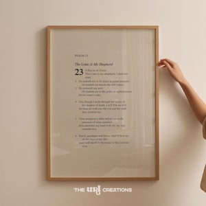 Arte de parede cristã para impressão do Salmo 23, pôster minimalista com versículos bíblicos, impressão "O Senhor é meu pastor", arte de parede com escrituras boho, decoração campestre