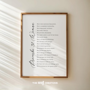 Proverbs 31 Woman Print: Minimalist Christian Wall Art (Digital Download)