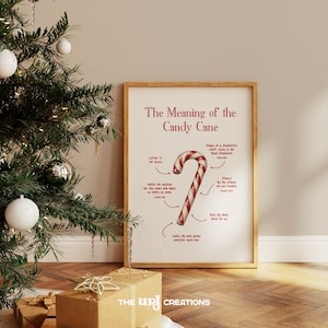 Meaning of the Candy Cane Prints, Printable Christian Christmas Wall Art, Modern Bible Verse Poster, Minimal Holiday Decor, Digital Download