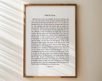 God Is Love Print: Minimalist Christian Wall Art (Digital Download)