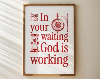 Aesthetic Christian Wall Art Red, Printable Bible Quote Prints, Trendy Scripture Wall Art, Retro Affirmation Poster, Red Y2k Dorm Room Decor