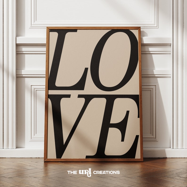 This LOVE quote Christian Wall Art is a minimalist printable poster with LOVE word in black and on beige background, prefect as a boho decor, farmhouse decor or a decor that will bring warmth to any spaces.