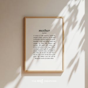 Mother Definition Print, Minimalist Christian Wall Art for Mums, Proverbs 31 Bible Verse Poster, Mothers Day Gift for Grandma, Home Decor