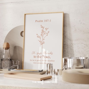 Give Danke druckbare christliche Wandkunst, gebrannte orange Wildblumendrucke, Wandkunst mit Bibelversen, Herbstschriftplakat, Erntedank-Dekor