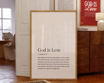 God Is Love Print: Minimalist Christian Wall Art (Digital Download)