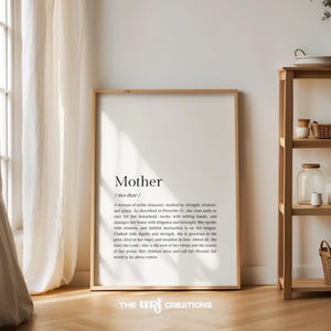 Mother Definition Prints, Christian Wall Art for Moms, Bible Poster Digital Download, Mothers Day Gift for Grandma, Minimalist Home Decor