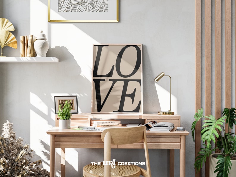 This  LOVE word wall art, a Christian Wall Art inspired by 1 Corinthians 13:13, perfect for Living room decor, office home decor, dorm room decor, kitchen wall decor, kids and nursery room decor.