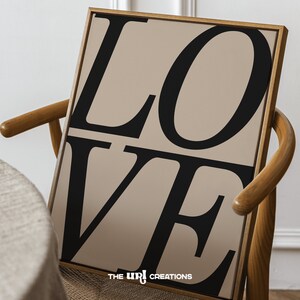 This LOVE quote Christian Wall Art is a minimalist printable poster with LOVE word in black and on beige background, prefect as a boho decor, farmhouse decor or a decor that will bring warmth to any spaces.