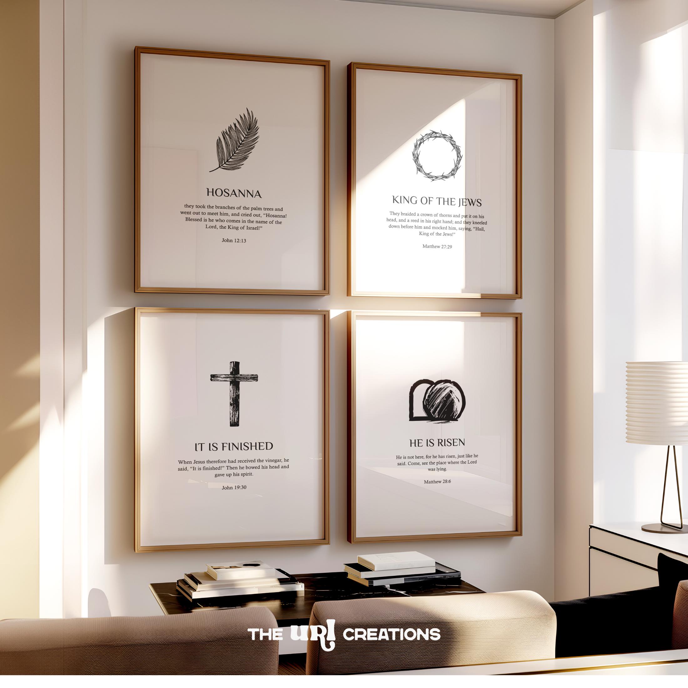 Printable Christian Wall Art, Easter Gallery Wall Art Set of 4, He is ...