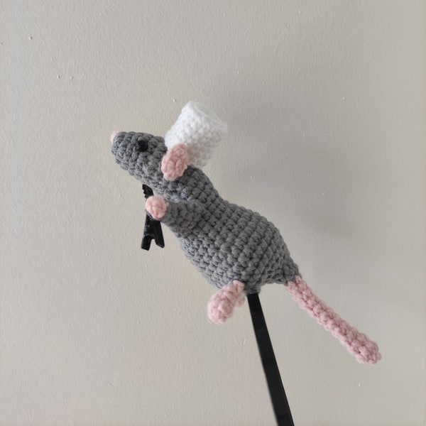 Ratatouille Hair Clip, Crochet Ratatouille Hairband,  Ratatouille Headband, Crochet Hair Accessories,  Chef Mouse, Remy Headband, Hairclips,