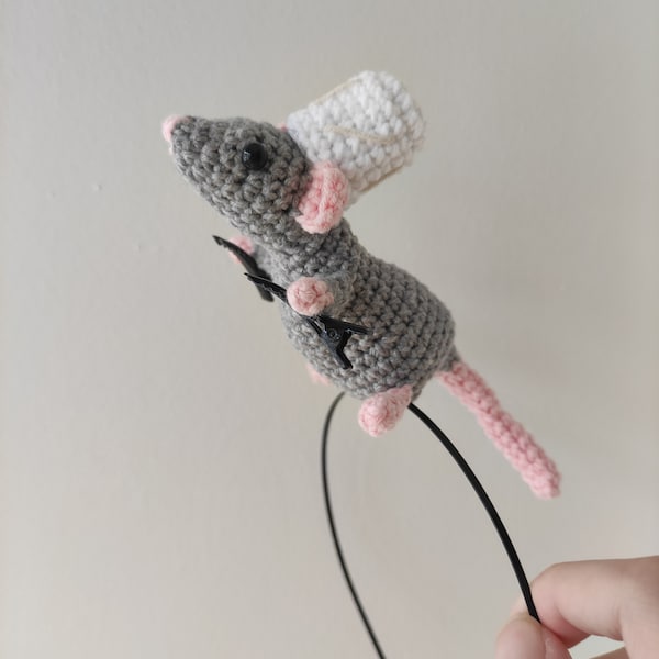 Barrette Amigurumi Ratatouille au crochet, faite main, pour accessoire