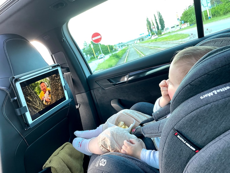 Example use of tablet holder for sport car seats