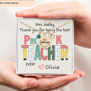 Personalized Preschool Teacher Necklace Gift, PreK Teacher Necklace Appreciation Gifts from Parents, Teacher Appreciation, PreK Teacher Gift