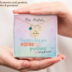 Teacher Necklace Gift - Teacher Gift Personalized Teacher Appreciation Week - End of School Year Gift for Teacher from Students Customized