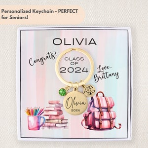 Personalized Graduation Keychain Gift - Graduation Gifts Customized Keychain - High School Class of 2024 Graduation Gifts for College