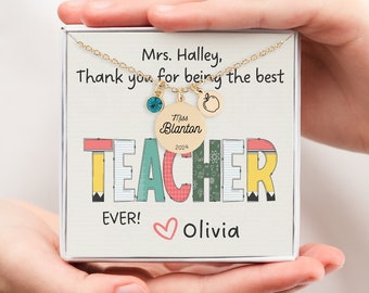 Teacher Necklace Gift From Student, Teacher Appreciation Gifts Personalized Teacher Jewelry Thank You Gift, Teacher Necklace Thank You Note
