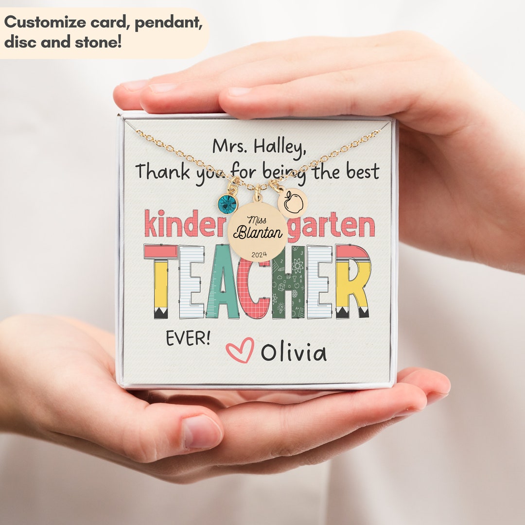 Kindergarten Teacher Necklace Gift - Teacher Gift Personalized Teacher ...