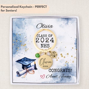 Personalized Graduation Keychain Gift for College Seniors, Graduation Gifts Custom Keychain, High School Class of 2024 Graduation Gifts
