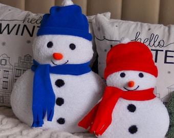 Snögubbejulukuddar med halsduk - Juldekoration för heminredning | Julklappstips | Plyschsnögubbeleksak | Vintersnögubbekudde | Julkudde |