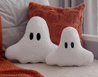 Kudde med pölspöke - Halloweenplyschdekoration | Mjuk vit bu-kudde, läskig höstdekoration för rummet | Vitt Halloween-spöke | Halloweenpresent |