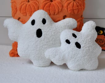 Zacht spookkussen – Halloweendecor | Griezelige sherpa pluche geest | Wit boe-kussen voor kinderen en volwassenen | Halloween-cadeau | Halloweenkussen |