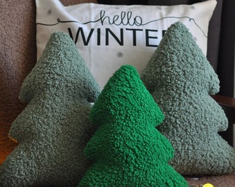 Christmas Shaped Tree Pillow - Holiday Pillows | Soft Christmas Decor | Plush Winter Xmas Throw Pillows | Christmas Gift | Secret Santa Gift