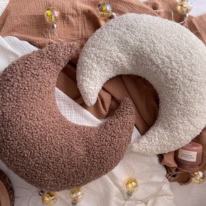 Moon Pillow | Teddy Boucle Moon Pillow | Decorative Cushion | Teddy Boucle Moon Pillow | Moon Cushion | Nursery Decor | Thank You Gifts |