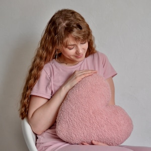 Pink Heart Pillow | Teddy Bear Heart Pillow | Baby Girl Room Decor | Anniversary Gifts | Size S M L XL |