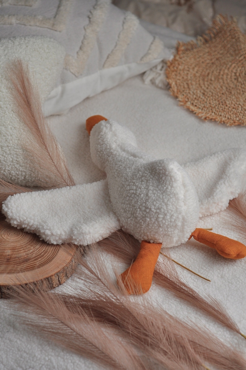 Handmade Goose Plush Sleep Toy for Baby Goose Doll Duck Soft Toy Goose Plush Baby Shower Gift Soft Lovey Sleep Toys image 3