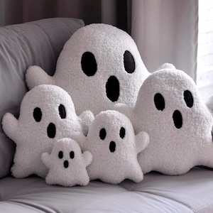 Boucle Ghost Pillow - Halloween Decor | Ghost Toy XXL | Funny Fall Pillows | Plush Ghost Cushion | Sherpa Ghost Pillow | Halloween Gift |
