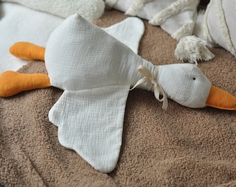 Handmade Cotton Goose | Sleeping Toys | Baby Shower Gift | Cute Goose | Newborn Gift | Hugging Toy | Goose with Personalized Name on Wing